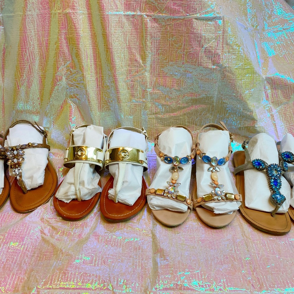 Jeweled sandals 4 pairs size 6.5